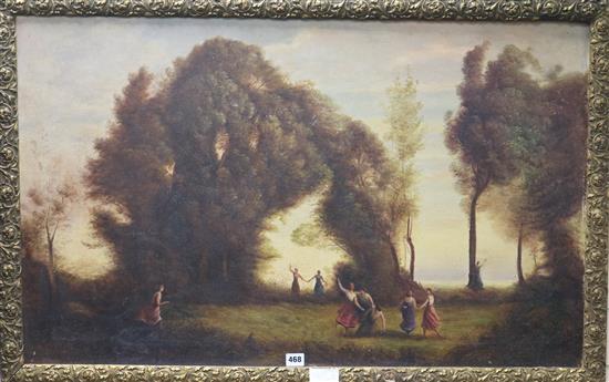 French School Dancers in a wooded landscape 59 x 96cm